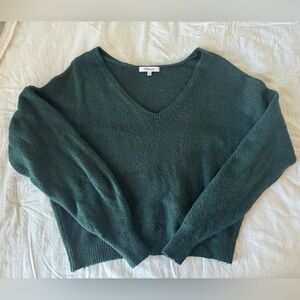 Madewell Wedged V-Neck Sweater Luxury Forest Size M